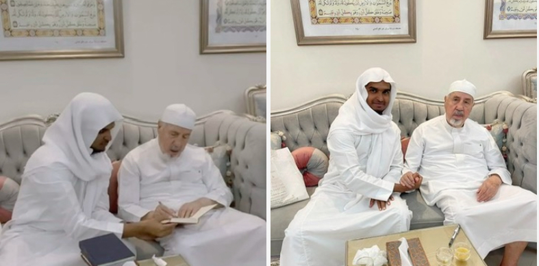 خطاط القرآن يستقبل باحثاً سريلانكيا بالمدينة المنورة